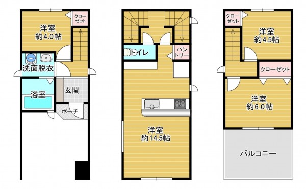 八尾市楠根町、新築一戸建ての間取り画像です