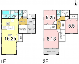 八尾市太田新町、新築一戸建ての間取り画像です