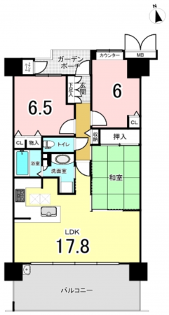 八尾市永畑町、マンションの間取り画像です