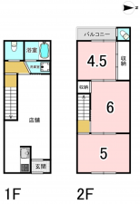 八尾市栄町、収益物件/店舗の間取り画像です