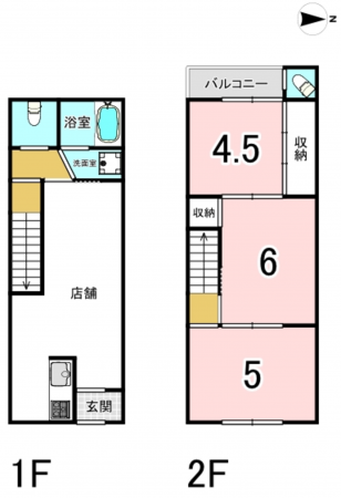 八尾市栄町、収益物件/店舗の間取り画像です