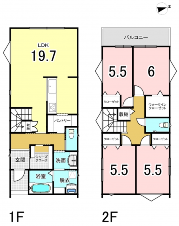八尾市渋川町、新築一戸建ての間取り画像です