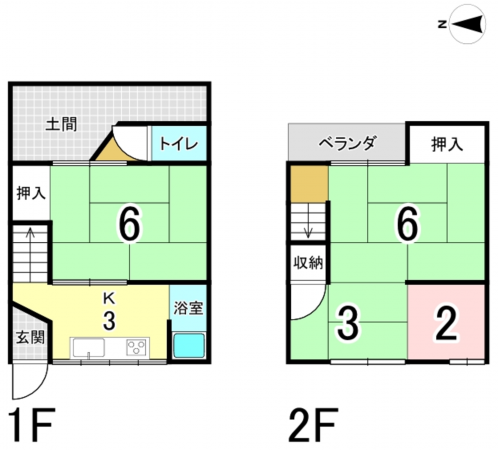 八尾市安中町、中古一戸建ての間取り画像です