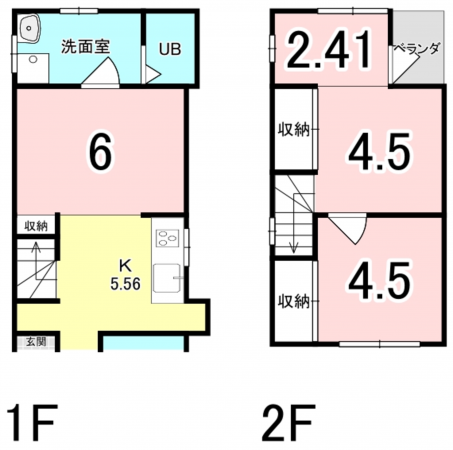 八尾市福万寺町南、中古一戸建ての間取り画像です