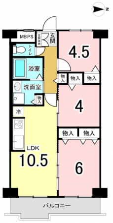 八尾市志紀町南、マンションの間取り画像です