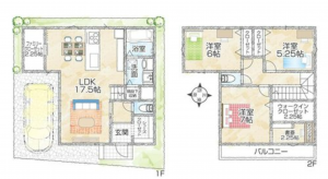八尾市南木の本、新築一戸建ての間取り画像です