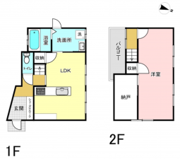 八尾市久宝寺、中古一戸建ての間取り画像です