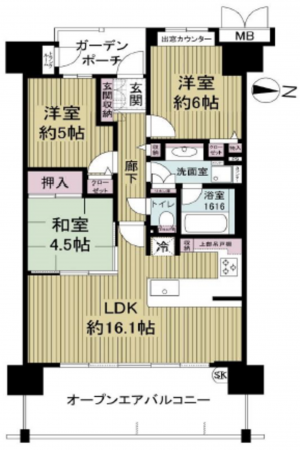 八尾市永畑町、マンションの間取り画像です