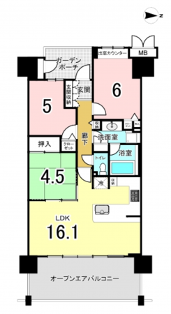 八尾市永畑町、マンションの間取り画像です