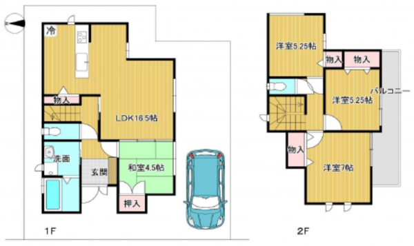 八尾市堤町、新築一戸建ての間取り画像です