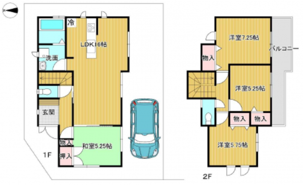 八尾市堤町、新築一戸建ての間取り画像です
