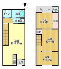 八尾市東山本新町、収益物件/住宅付店舗の間取り画像です