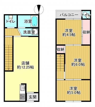 八尾市東山本新町、収益物件/住宅付店舗の間取り画像です