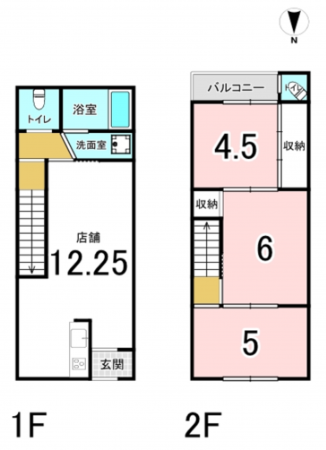 八尾市東山本新町、収益物件/住宅付店舗の間取り画像です