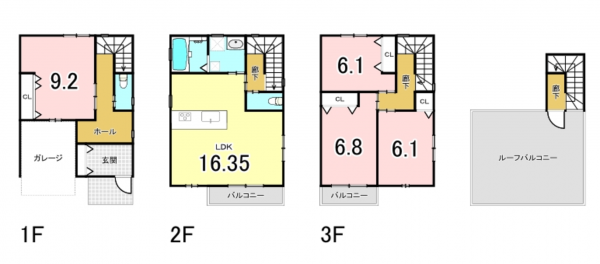 八尾市上之島町南、新築一戸建ての間取り画像です