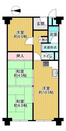 八尾市本町、マンションの間取り画像です