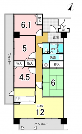 八尾市天王寺屋、マンションの間取り画像です