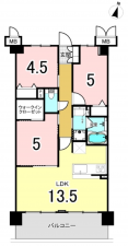 八尾市永畑町、マンションの間取り画像です