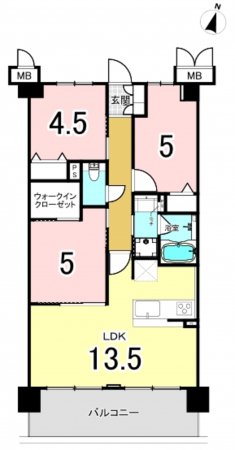 八尾市永畑町、マンションの間取り画像です