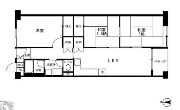 八尾市明美町、マンションの間取り画像です