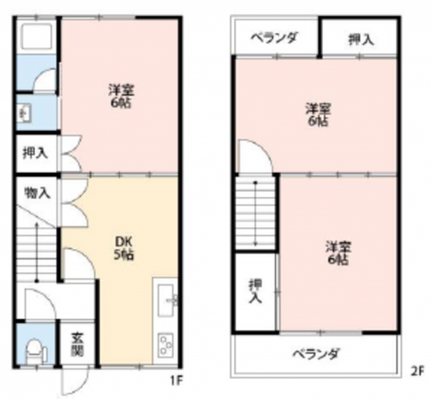 八尾市太子堂、中古一戸建ての間取り画像です