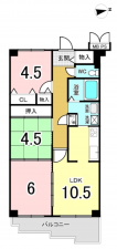 八尾市山本町北、マンションの間取り画像です