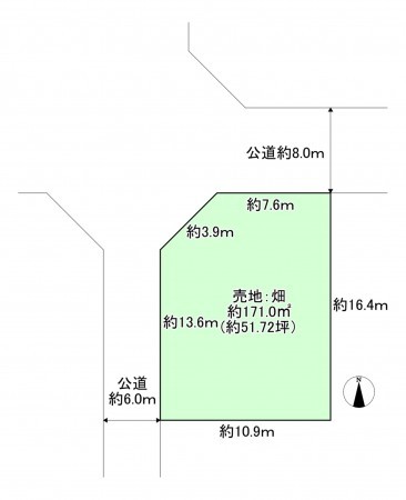 八尾市教興寺、土地の間取り画像です