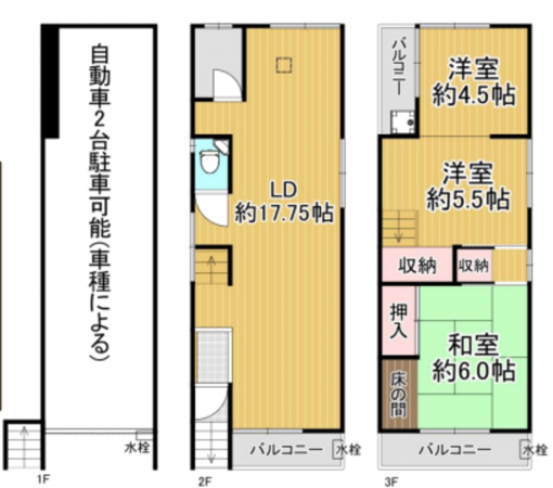 八尾市竹渕西、中古一戸建ての間取り画像です