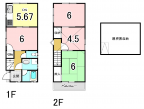 八尾市堤町、中古一戸建ての間取り画像です