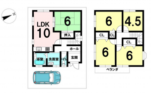 八尾市南本町、中古一戸建ての間取り画像です