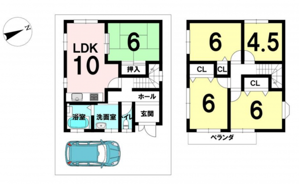 八尾市南本町、中古一戸建ての間取り画像です