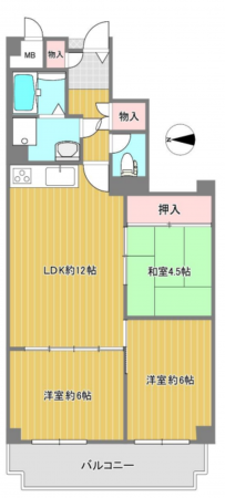 八尾市東太子、マンションの間取り画像です