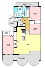 八尾市若林町、マンションの間取り画像です