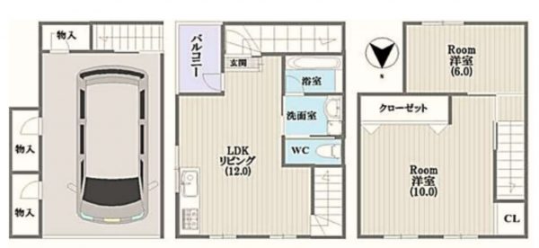 八尾市跡部南の町、中古一戸建ての間取り画像です