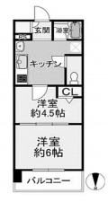 八尾市北本町、マンションの間取り画像です