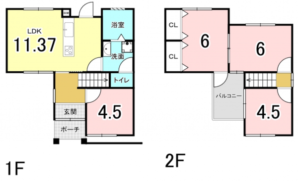 八尾市西弓削、中古一戸建ての間取り画像です