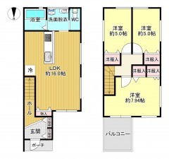 八尾市東町、新築一戸建ての間取り画像です