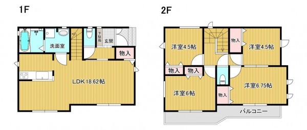 八尾市長池町、新築一戸建ての間取り画像です