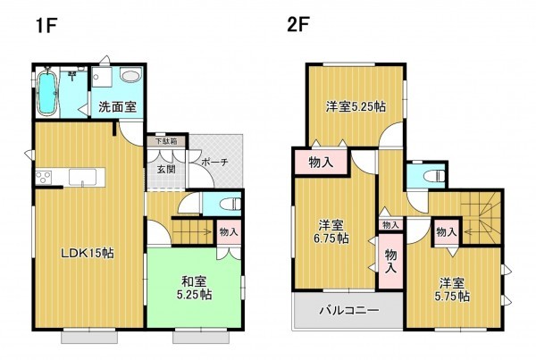 八尾市長池町、新築一戸建ての間取り画像です