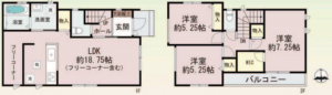 八尾市長池町、新築一戸建ての間取り画像です