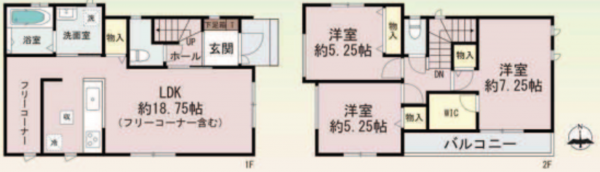 八尾市長池町、新築一戸建ての間取り画像です