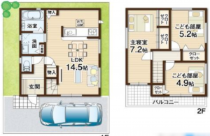 八尾市東町、新築一戸建ての間取り画像です