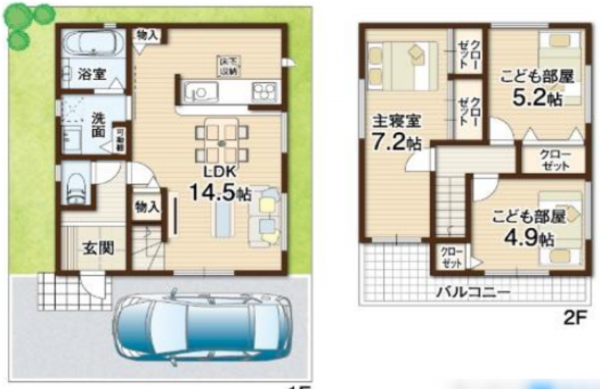 八尾市東町、新築一戸建ての間取り画像です