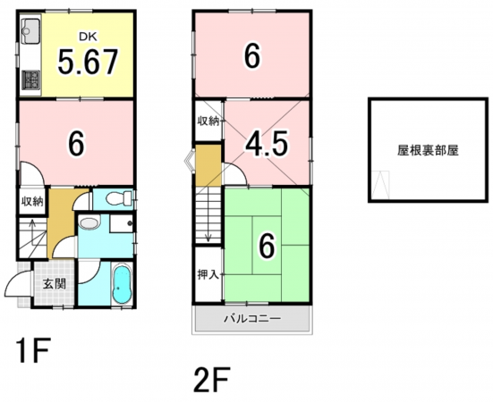 八尾市堤町、中古一戸建ての間取り画像です