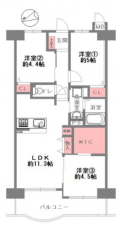 八尾市福万寺町南、マンションの間取り画像です