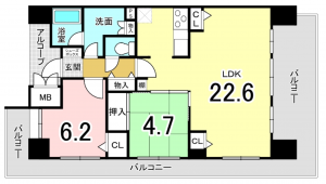 八尾市志紀町南、マンションの間取り画像です