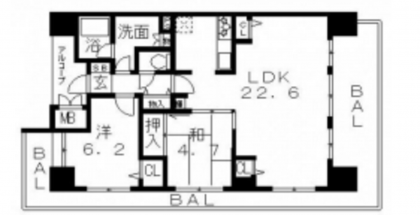八尾市志紀町南、マンションの間取り画像です