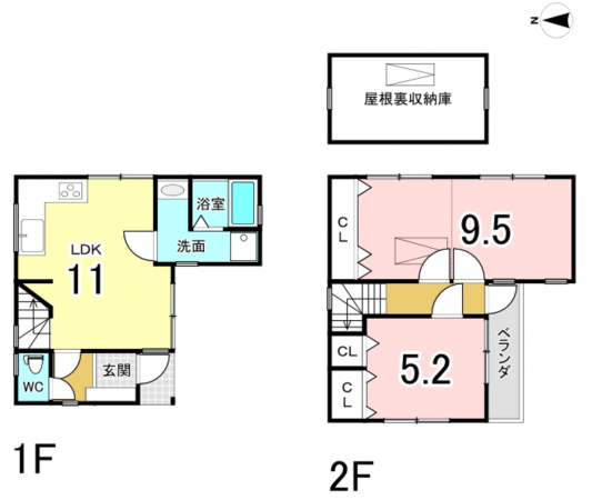 八尾市上尾町、中古一戸建ての間取り画像です