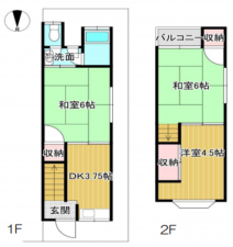 八尾市、中古一戸建ての間取り画像です