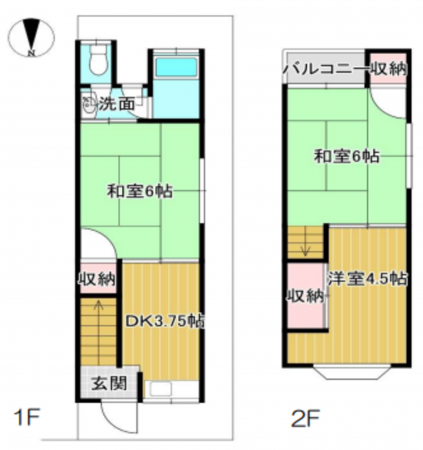 八尾市、中古一戸建ての間取り画像です